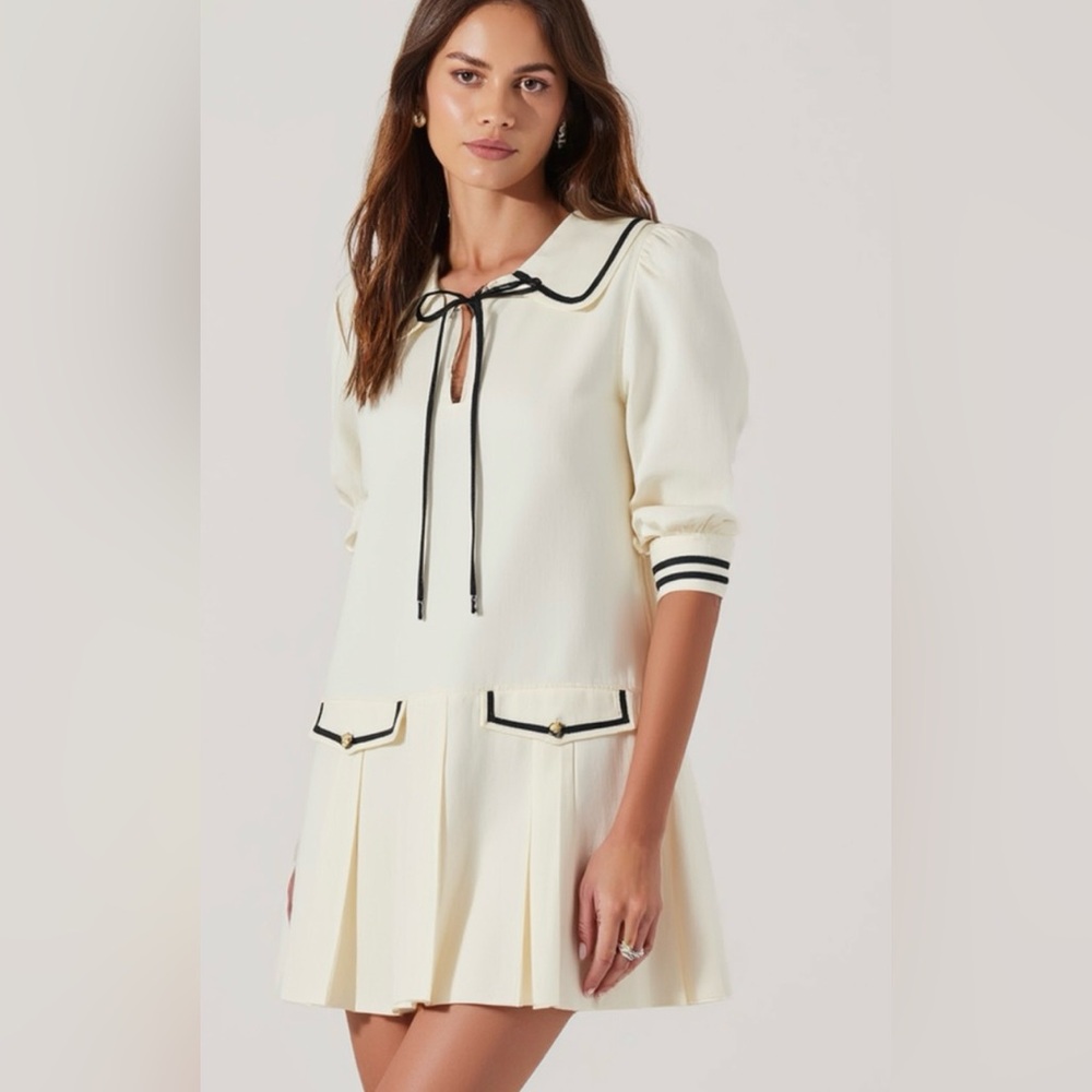 Elegant Cream Mini Dress with Black Accents Modernaire Brand Nordstrom